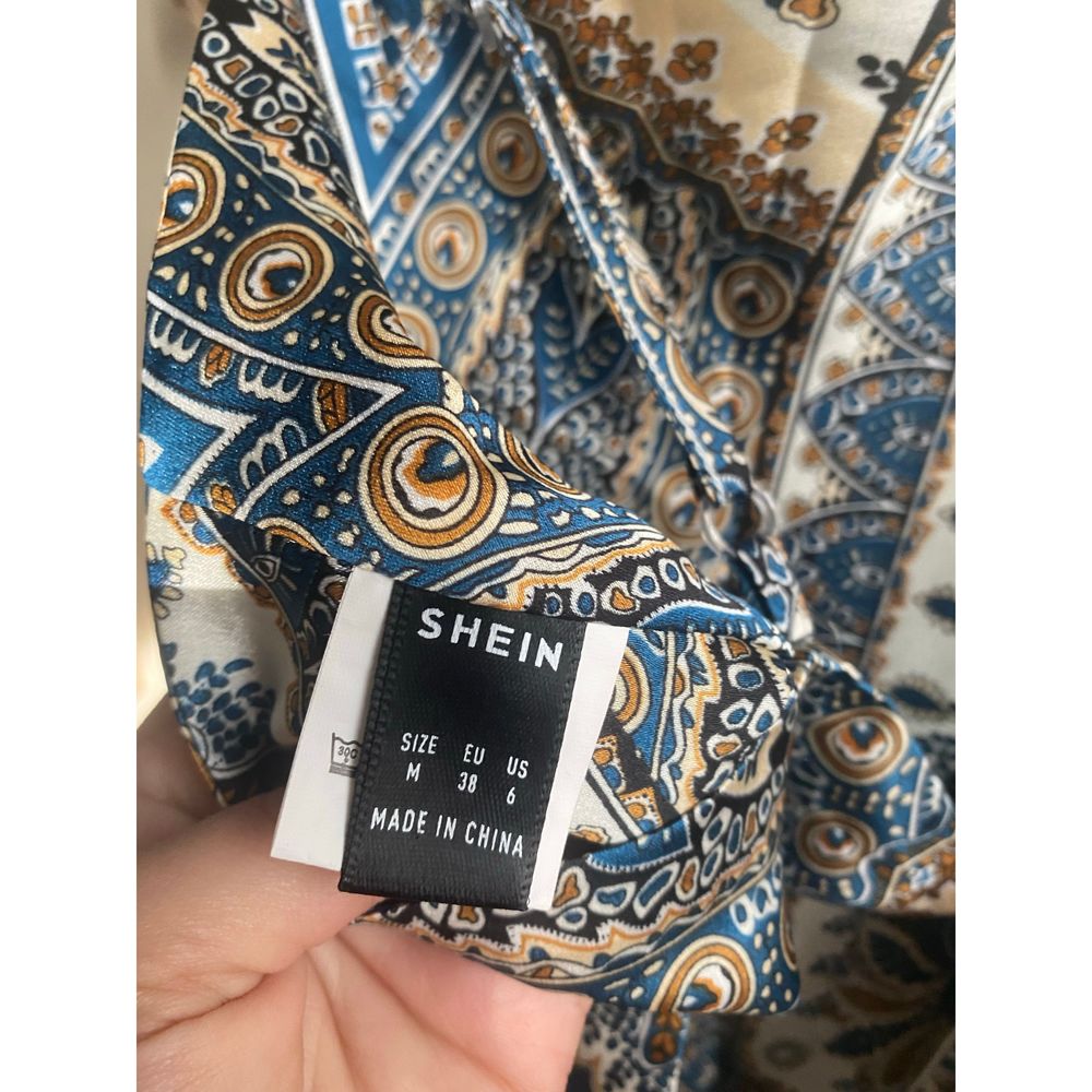 SHEIN Silk Paisley Print Scarf Tie Back Bandana Satin  Top - Picture 6 of 8